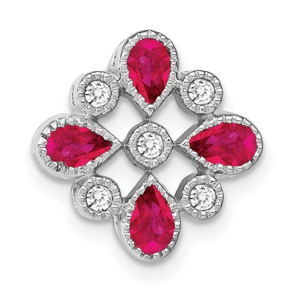Kazi Luxury 14k White Gold Ruby And Diamond Chain… - image 1